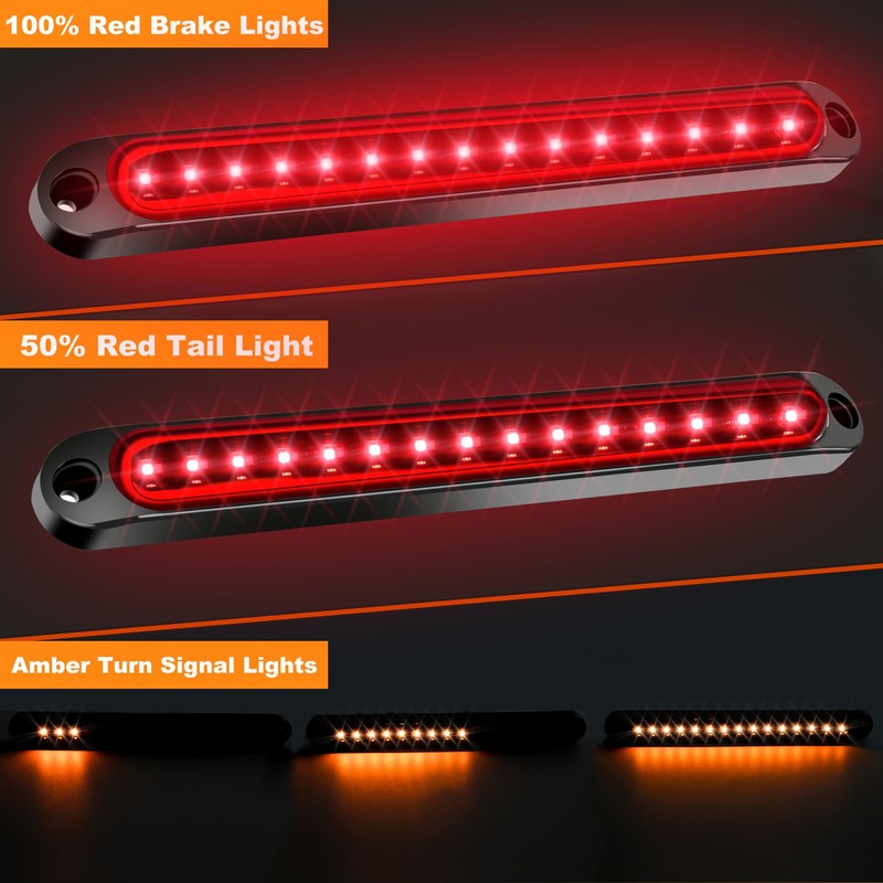 4PCS 12V-24V 30 LED Tail Lights Red & Yellow Trailer
