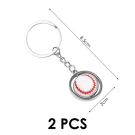 2 Pieces Rotating Baseball Keychains Gift Keychains Baseball Lovers Keychains Decorative Keychains, brown, Modern