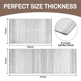 Viyeneyo Boho Moroccan Kitchen Rug and Sets 2 Piece Non Skid Washable mat for Kitchen mats for Floor Farmhouse Black Bohemian Kitchen Decor (Grey, One Size)