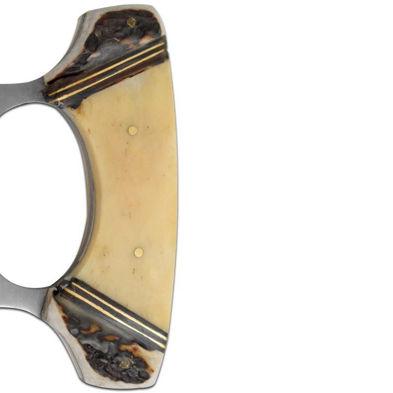 Wild Turkey Handmade 5.5" Alaskan Ulu Crescent Stag and Bone