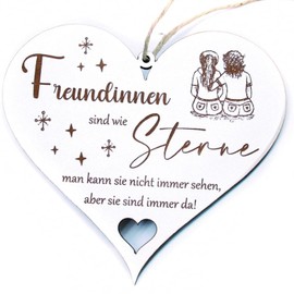 Freundin Holz Schild Deko Herz - Freundinnen sind wie Sterne + Anhänger Beste Freundin der Welt - Freundinnen BFF Bestie Freundschaft Lieblingsmensch Weihnachten Geburtstag
