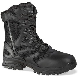 Thorogood Deuce 8” Waterproof Side-Zip Black Tactical Boots for Men and Women with Composite Safety Toe, Full-Grain Leather, and Slip-Resistant Outsole; BBP & Rated, Black - 12 M US