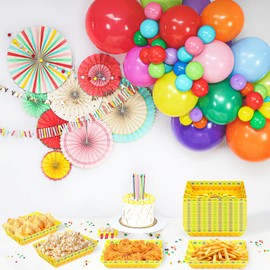 50 Pack Cinco De Mayo Party Decorations - Paper Food Trays Mexican Disposable Serving Fiesta Plates for Birthday Supplies