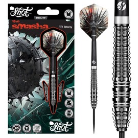 Shot! Gnarly Smasha Steel Tip Dart Set-90% Tungsten Barrels Handcrafted Professional Dart Set & Flights Made in New Zealand, Steel Tip Darts for Bristle Dartboard (25, Grams)
