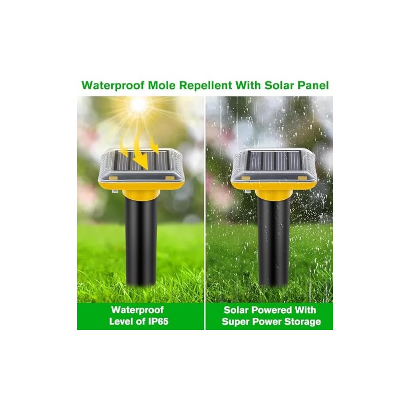Ultrasonic Mole Repellent Outdoor, 6 Pack Gopher Repellent Solar-Powered for