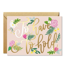 Sweetzer & Orange Wedding Greeting Card – Gold Foil Detailing Thick Stock Luxury Card – Modern Wedding with Gold Kraft Envelope & Sticker – Perfect for Weddings & Engagements