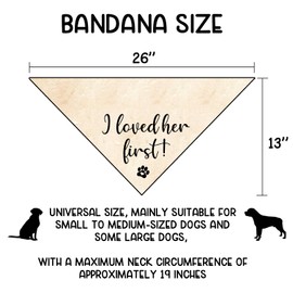 Engagement Gifts I Loved her First! Dog Bandana Pet Scarf Wedding Photo Prop Pet Accessories for Dog Lovers Owner Gift Engagement Party Bridal Shower Decorations