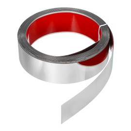 HARFINGTON Metal Wall Trim 13.1ft x 1.57" Peel and Stick Molding Trim Self Adhesive Stainless Steel Electroplate Finish Metal Strip Trim for Wall Ceiling Mirror Frame Border Edge, Silver