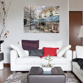 Fine Art Canvas Living Room Pictures Wall Decor City Wall Art Large Paintings for Living Room French Art Bistro de Paris I Canvas Wall Decor by Artist Studio Arts 43 in x 32 in