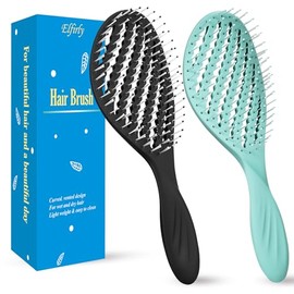 Cepillo para el cabello, paquete de 2, cepillos desenredantes curvos ventilados para cabello húmedo o seco, cerdas suaves largas y cortas incluso para