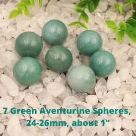 Nature Wonders Crystal Ball Sphere Green Aventurine 7 Spheres 24-26mm, About 1" for Reiki, Energy Healing, Meditation, Palm Stones, TouchStones