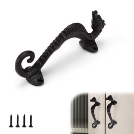 KLEHOPE Black Door Handles, 170 mm Furniture Handle, House Door Handle, Door Handles with 4 Screws, Front Door Handle, for Furniture Doors, Windows, Cabinets, Garden Doors and Other Scenes