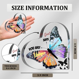 Regalos religiosos inspiradores para mujeres, versículo bíblico y regalos espirituales de aliento para hermana, mamá, amiga, computadora cristiano, decoración de mariposas, placas acrílicas de