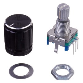 BOJACK EC11 Audio Digital Potentiometer 360 Degree 5 Pin Rotary Encoder Code Switch Potentiometer with Button Cap (Pack of 5)