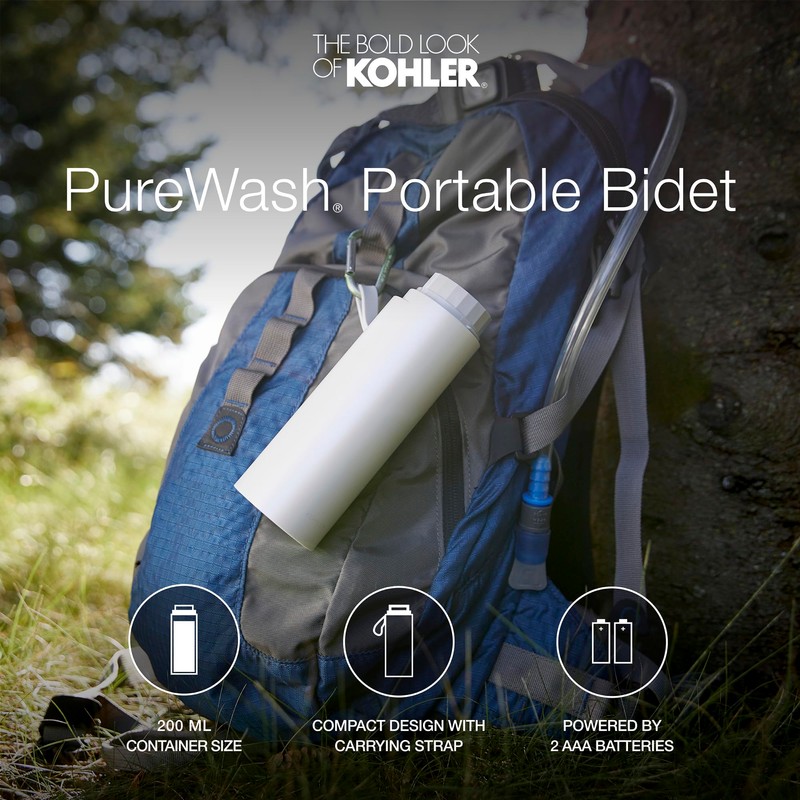 Kohler PureWash M050 Portable Bidet Sprayer,Travel Bidet, Compact Design for