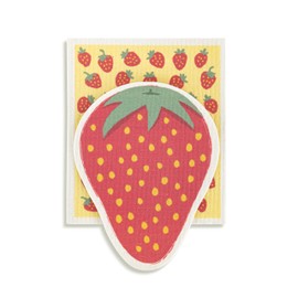 DEMDACO Reusable Biodegradable Kitchen Cleaning Dish Cloth from Design Serving Collection 6 x 7 Inch Cotton Blend Berry Good Day Strawberry Assorted Set of 2