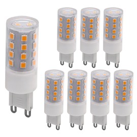 OLÉ Lighting G9 LED Bulb 4W Warm White LED Light Bulb 2700K, 400LM G9 LED Bulb 120V 360° Beam Angle No Flicker Dimmable Energy Saving Lamp G9 Incandescent Bulb (8 Packs)