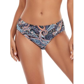 Ocean Blues Women's Paisley Mid-Waist Bikini Bottom Full Coverage Swim Bottom Size X-Large