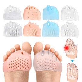 Silicone Toe Separators, Toe Separators for Women & Men, Toe Spacers, Bunion Corrector, Hammer Toe & Plantar Fasciitis, Comfortable & Breathable 4 Colors (8 PCS)