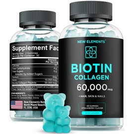 Biotin & Collagen Peptides Gummies - 50,000mcg Collagen + 10,000mcg Biotin | Hair, Skin & Nails Support for Men & Women | Hair Growth, Glowing Skin & Strong Nails | Non-GMO, Chewable, Great-Tasting