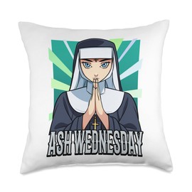Ash Wednesday Nun Fasting Sacrifice Prayer Repent To Christ Throw Pillow