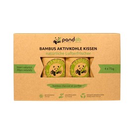 pandoo Bamboo Air Freshener Natural with Activated Carbon | Air Purifier, Dehumidifier Room Freshener & Odour Remover for Shoes, Car, Drawers, Home and Suitcase (4 x 75 g Each)