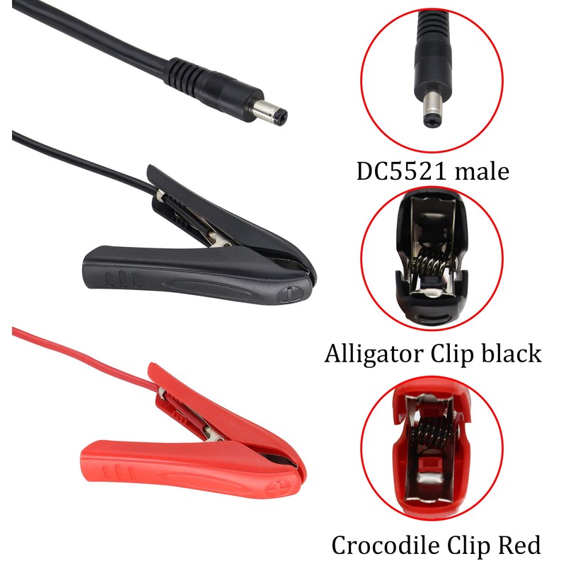HCFeng DC5521 to Battery Alligator Clips Cable DC 5.5 *