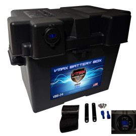 VMAX TANKS AGM WET Lead Lithium GROUP 24 12V Smart Battery Box USB/2 USB-C Voltmeter
