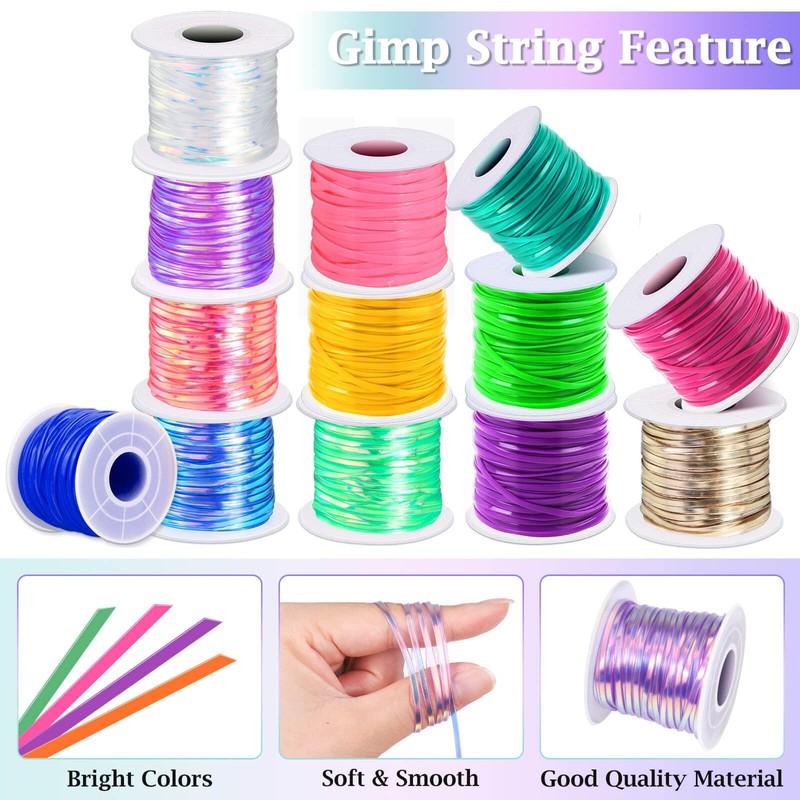 Cridoz Boondoggle Lanyard String Kit with 20 Rolls Plastic Lacing