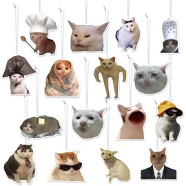 DSjuedui Funny Cat Print Car Accessories - 16 Meme Hanging Air Fresheners