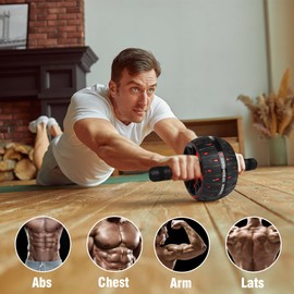 Yifmoo Abdominal Roller, Abdominal Trainer Ab Roller, Ab Wheel Set, with Non-Slip, Including Well Padded Knee Mat/Knee Pad, for Men and Women, Abdominal Muscle Training