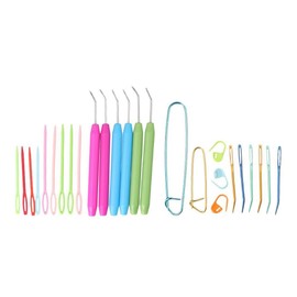 44Pcs Knitting Loom Hooks Set Sewing Needle Set Large Eye Needle Embroidery Colorful Large Eye Bent Tapestry Needles for DIY