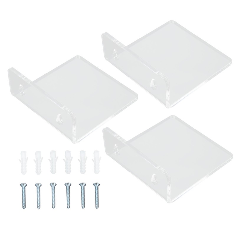 3PCS Clear Acrylic Display Rack Wall Mounted Floating Shelf for