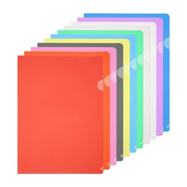 PATIKIL A4 Plastic Folders, 40 Pack Clear Folders L Type Project Pockets Paper Document Jacket Sleeves L Shaped Transparent for Documents Plastic Office File, 8.7x12.2in, 10 Color