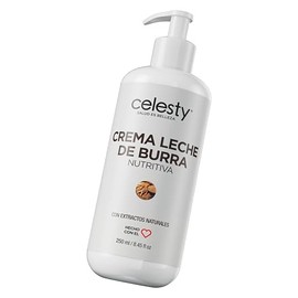 CELESTY | Crema Hidratante - Leche de Burra Nutritiva 250ml | Crema Corporal con Extractos Naturales para Todo Tipo de Piel | Ideal para Cuidado de la Piel