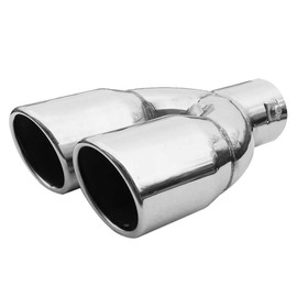 Rumplex Exhaust Trim Double Pipe Double Round Stainless Steel Sports Exhaust Tailpipe End Pipe Trim Exhaust Tips Tailpipe Trim Silencer Tip Universal Exhaust Pipe Chrome Rustproof