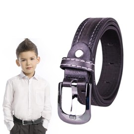 Tomedeks 1 Piece Kids Belt Pu Leather, 75CM Porous Belt Belt For Boys And Girls, Adjustable Vintage Belt For Casual School Uniform Jeans,Boys Belts Age 6-12 (Black，A)