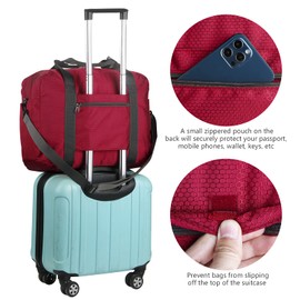 F.FETIVIN Personal Item Travel Bag 18x14x8 for Spirit Airlines Lightweight Carry on Duffle Bag Waterproof for Gym,Sports,Vacation (Maroon)