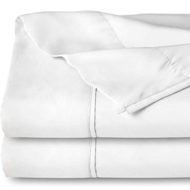Bare Home Flat Top Sheet Premium 1800 Ultra-Soft Microfiber Collection - Double Brushed, Hypoallergenic, Wrinkle Resistant, Easy Care (Full - 2 Pack, White)