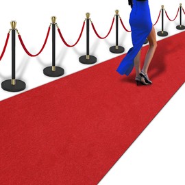 PBHEPJ 4ft x 30ft Extra Thick Red Carpet Runner for Party, Non-Slip TPR Rubber Backed red Rug, Wedding and Events Decorations, Reusable