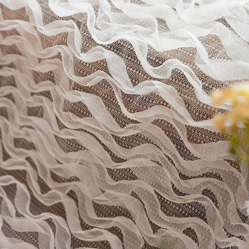 White Ruffle Lace Valance for Windows 20 Inch Length 1