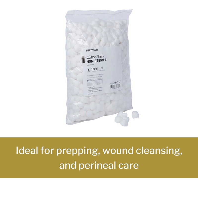 McKesson Cotton Balls, Non-Sterile, Maximum Absorbency, Large, 1000 Count, 1