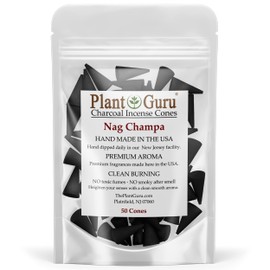 Nag Champa Charcoal Incense Cones 1" TOPFLOW - 50 Pack - Natural Scented Cones Handmade Hand Dipped
