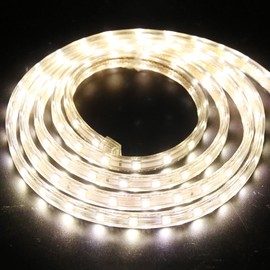 GQL 2m 5050 LED Strip Warm White with Switch (80cm Cable), Mains Powered SMD 60LEDs/m Commercial Rope Light, IP65 Waterproof for Indoor/Outside Decoration UK Plug Supply