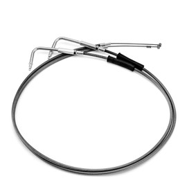 Mofun Extended Length 44" Throttle and Idle Cable Kit Compatible with Harley Sportster XL 883 1200 Softail Dyna, Stainless Steel Black