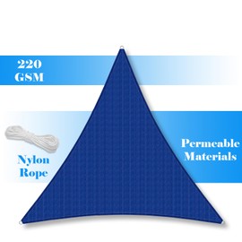 AwnPro 24' x 24' x 24' Shade Sails Equilateral Triangle Canopy Shade Fabric Permeable Pergola Top Cover 220GSM Shade Fabric for Outdoor Patio Lawn Garden Backyard Blue