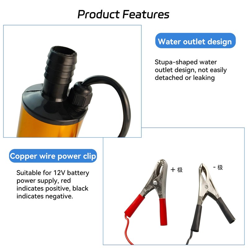 DC 12V 80W Water Pump Submersible Electric Diesel Pump,8A Water