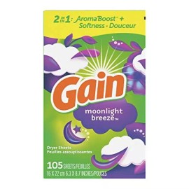 Gain, Fabric Softener Dryer Sheets, Moonlight Breeze, 105 Count (Pack of 1) 