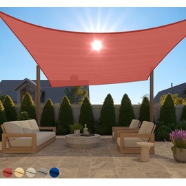 GORILLA GRIP Heavy Duty Sun Shade, UV Protection Fade Tear and Rust Resistant Rectangle Sunshade Canopy, Curved Edges Blocks Sunlight, Breathable Sail, Outdoor Patio, Lawn Garden 12x12 FT Terra