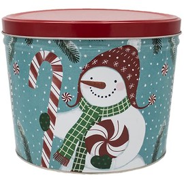 C.R. Frank Popcorn - Gourmet Popcorn Tin, 3.5 Gallon, Peppermint Snowman (All Caramel)